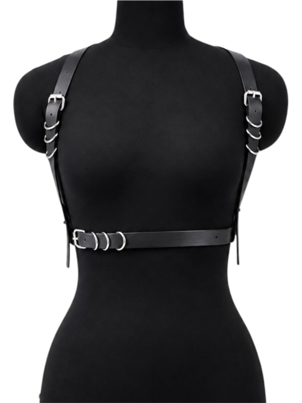 Women Black PU Adjustable Burning Man Shoulder Body Harness